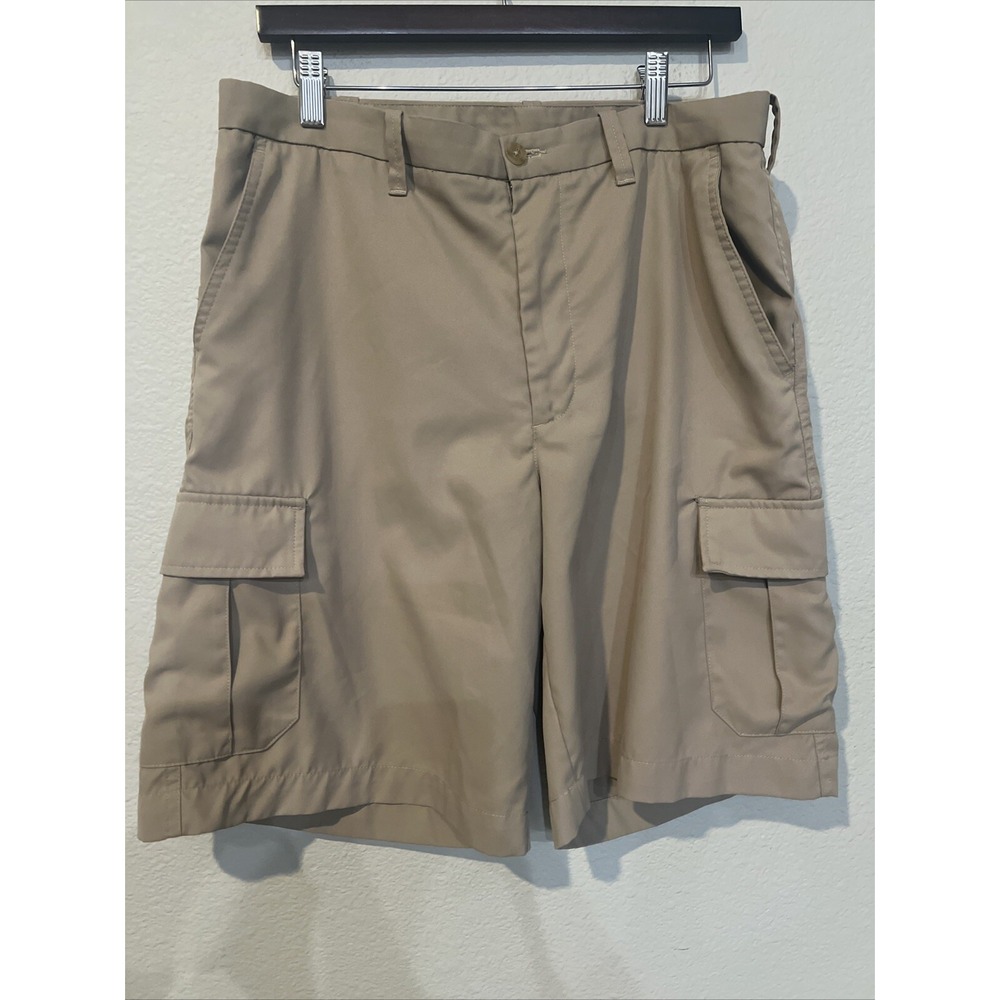 Snake Eyes Cargo Shorts Men's KHAKI Polyester Golf 9" Inseam Flat Front SZ 32